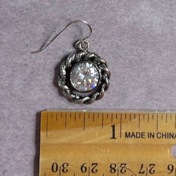 Shablool sterling silver and CZ round drop earrings - Picture 11 of 13